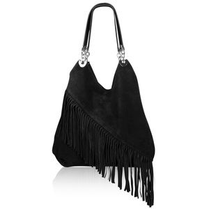 Owen Barry HUGO - Black suede fringe bag